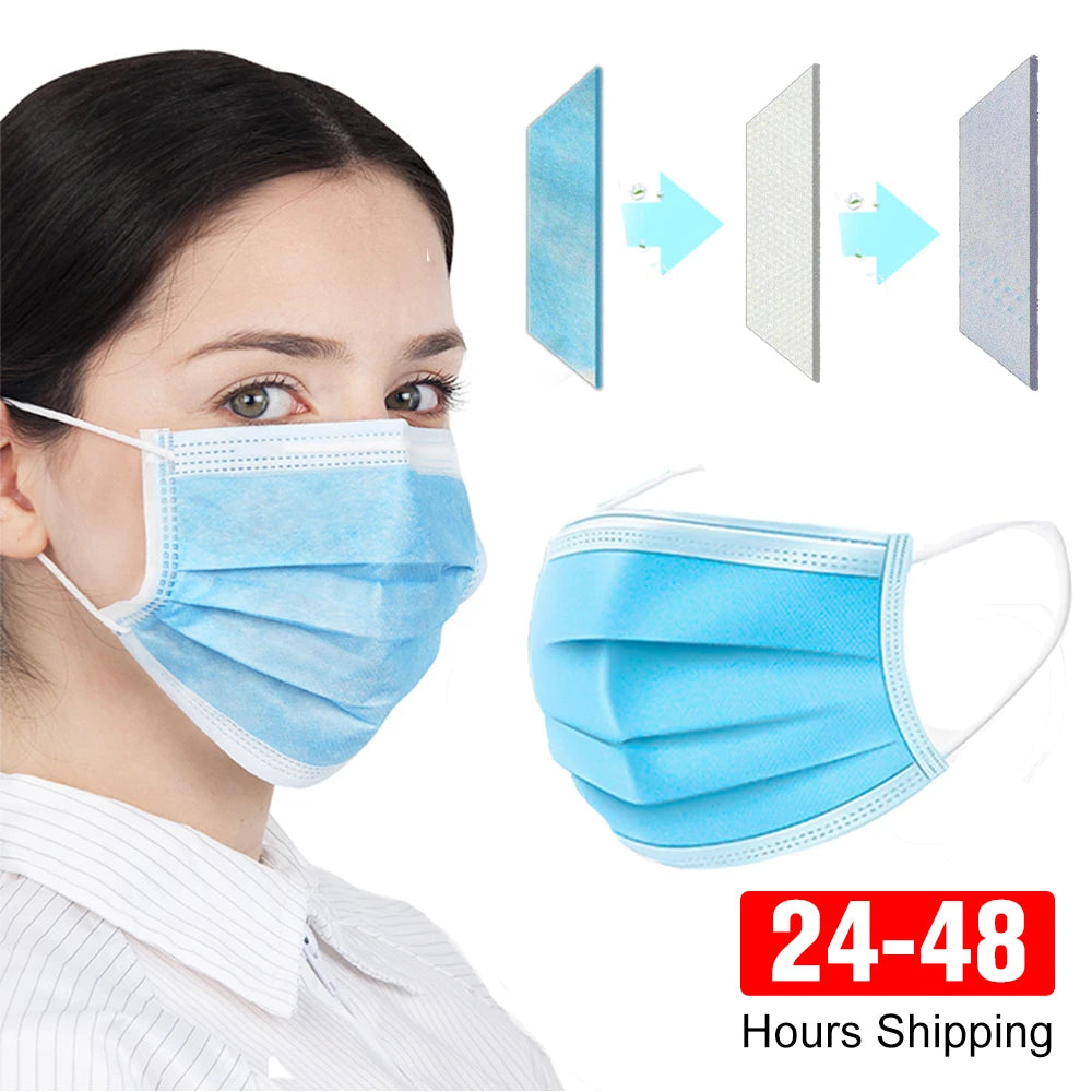 3-Layer Disposable Face Masks – Black