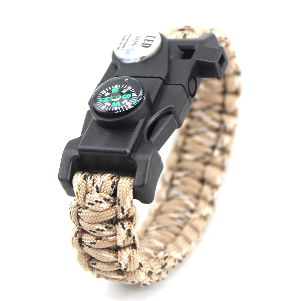 LED SOS Survival Bracelet with Compass & Whistle