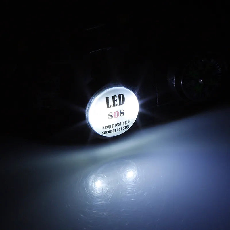 LED SOS Survival Bracelet with Compass & Whistle