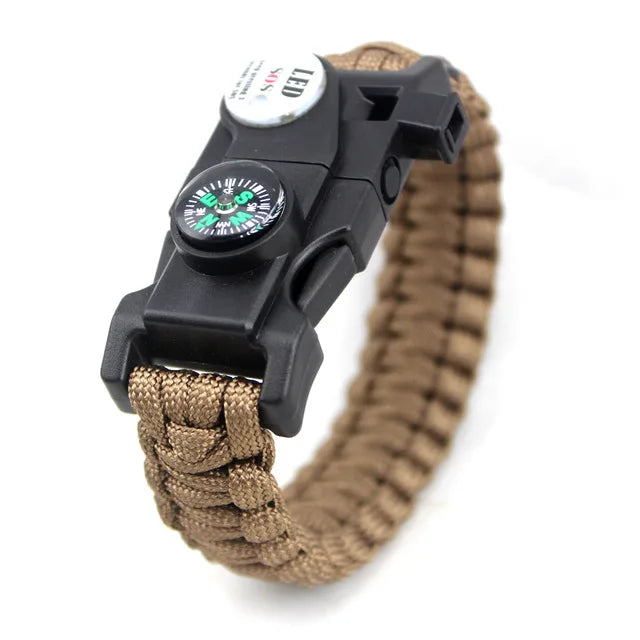LED SOS Survival Bracelet with Compass & Whistle