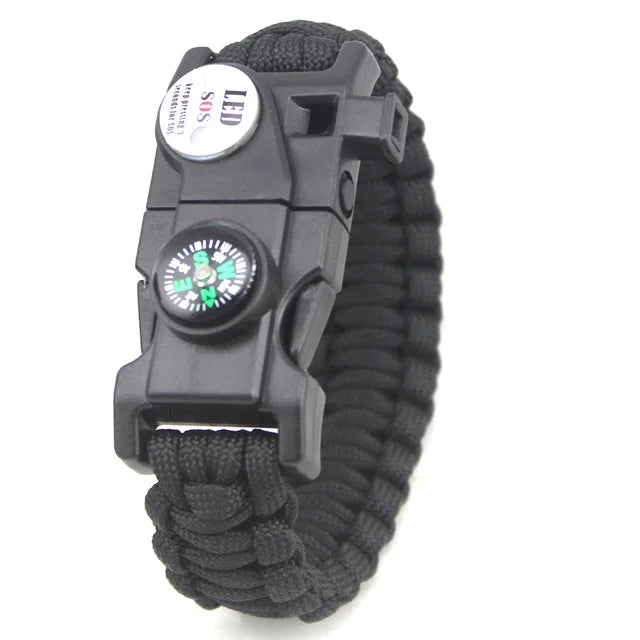 LED SOS Survival Bracelet with Compass & Whistle