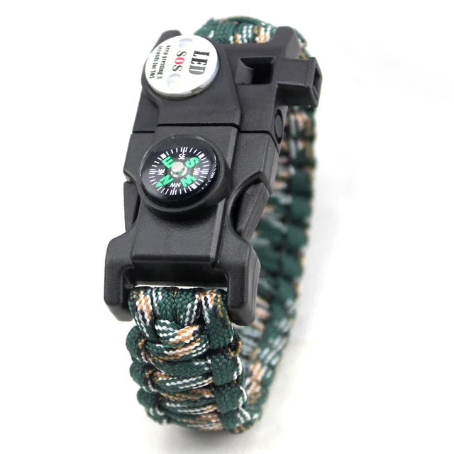 LED SOS Survival Bracelet with Compass & Whistle