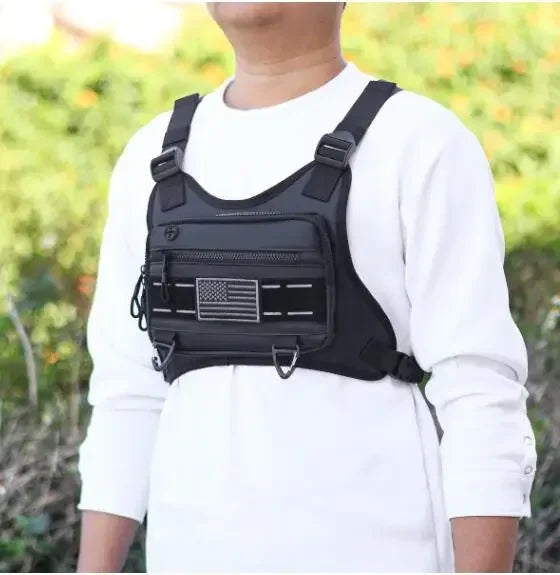 Water-Resistant Sports Chest Bag with Phone Holder