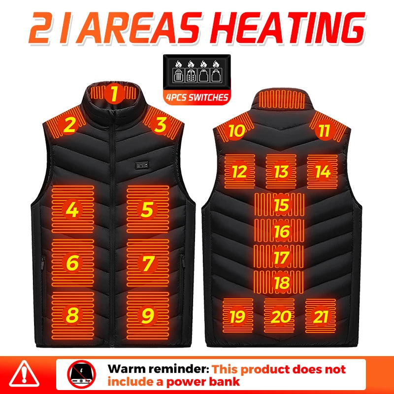 Men’s 26-Zone Heated Vest  Winter Thermal Waistcoat