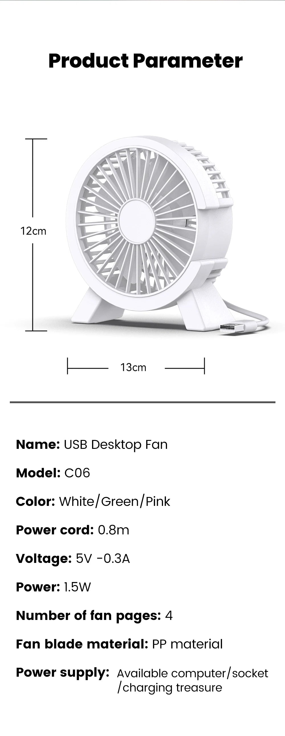 Mini USB Desk Fan