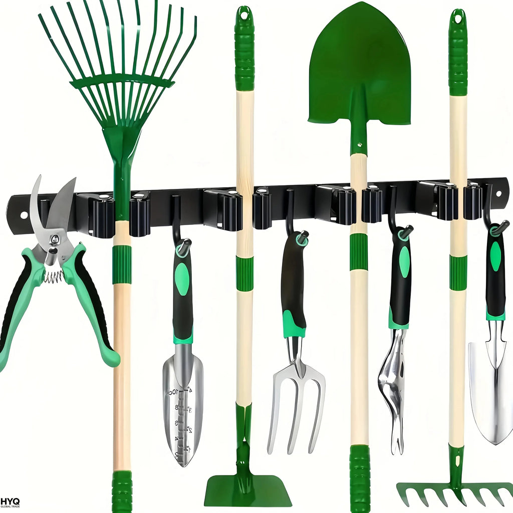 Heavy-Duty Wall-Mounted Tool Rack – 4 Slots & 5 Hooks