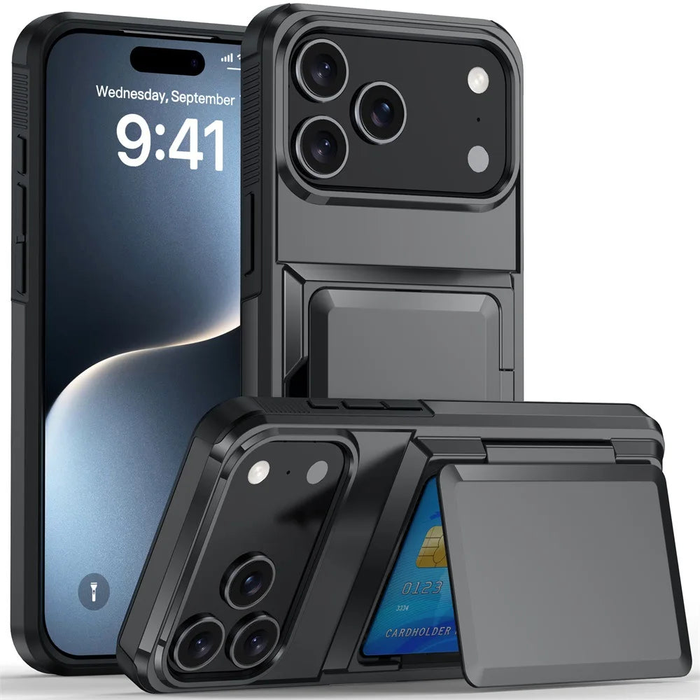 iPhone Wallet Case – Card Holder & Shockproof Protective Cover