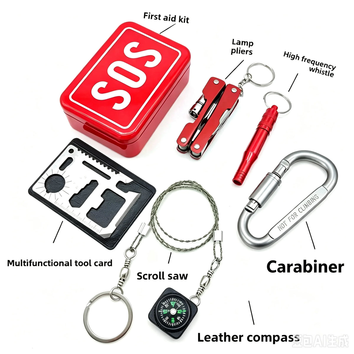 Outdoor Survival Multi-Tool Pliers with Compass & Whistle