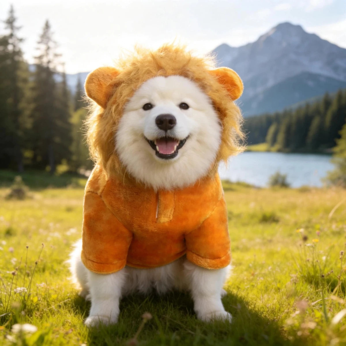 Warm Lion Mane Dog Costume