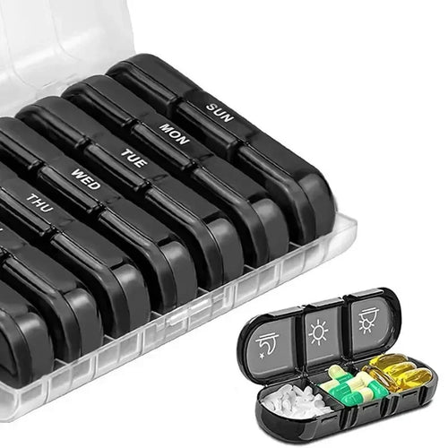 7-Day Weekly Pill Organizer – 21 Compartments