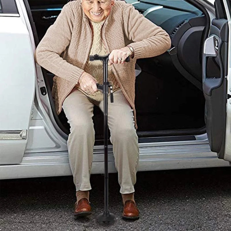 Folding Adjustable Walking Stick with Flashlight