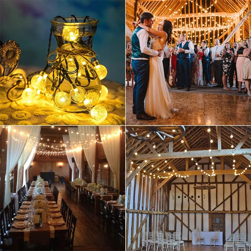 Solar String Lights Outdoor 200 Led Crystal Globe