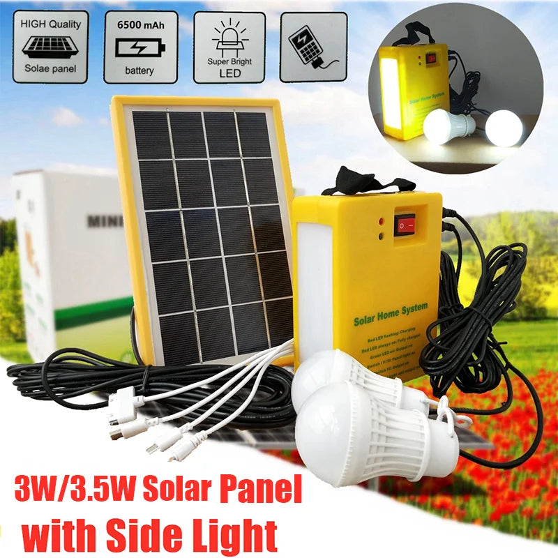 Solar Lighting Kit with 3 LED Bulbs