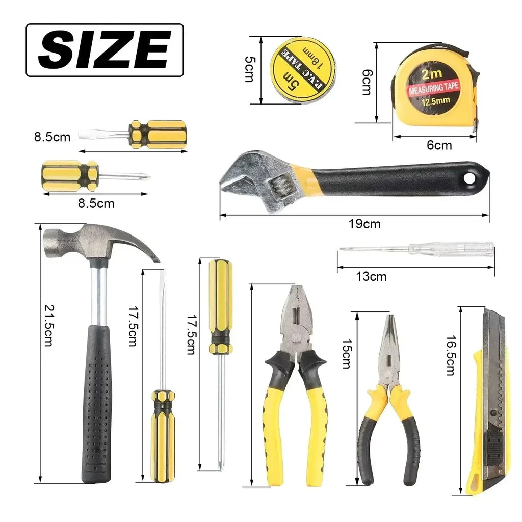 Household Hand Tool Set – Multi-Purpose Repair Kit with Toolbox