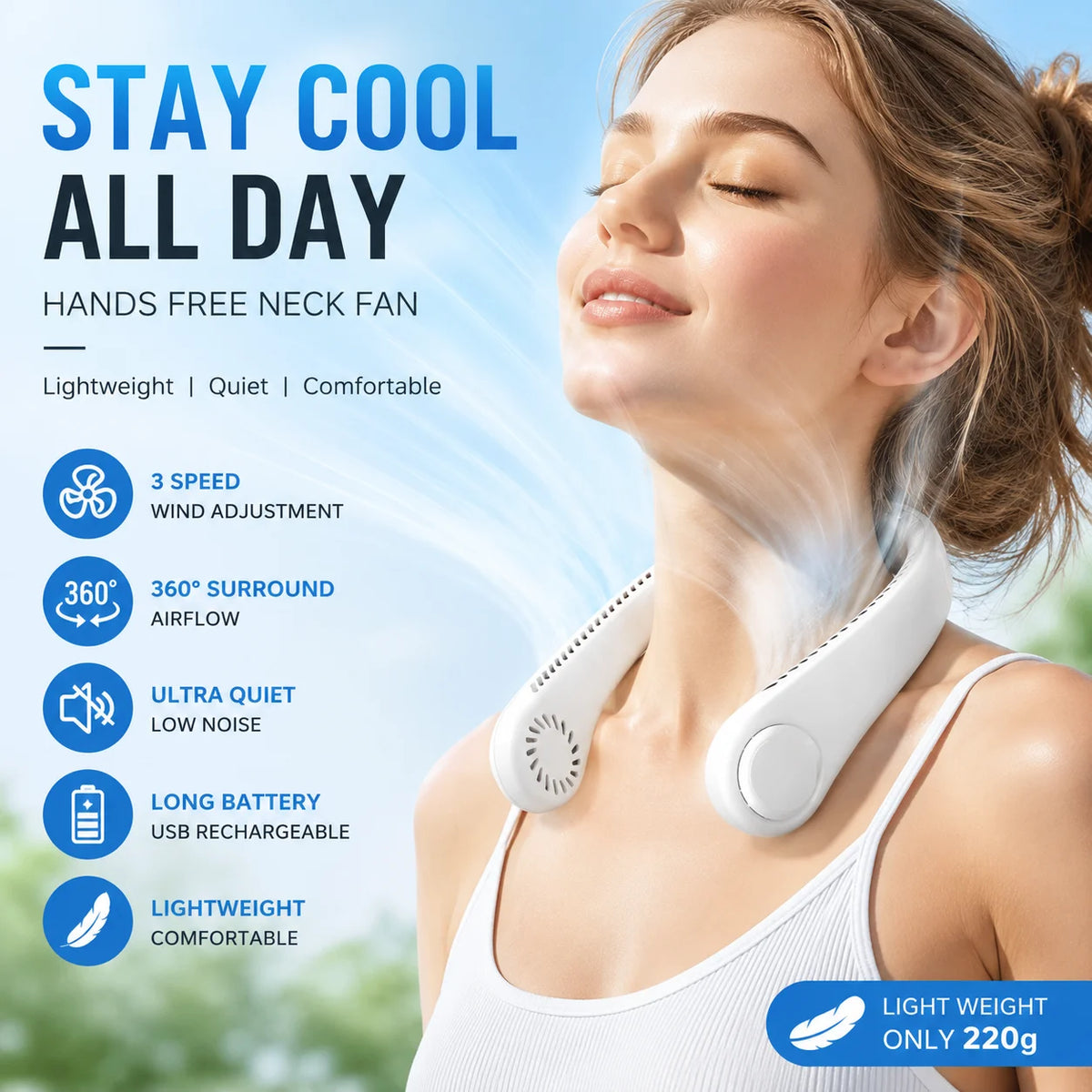 Rechargeable Bladeless Neck Fan