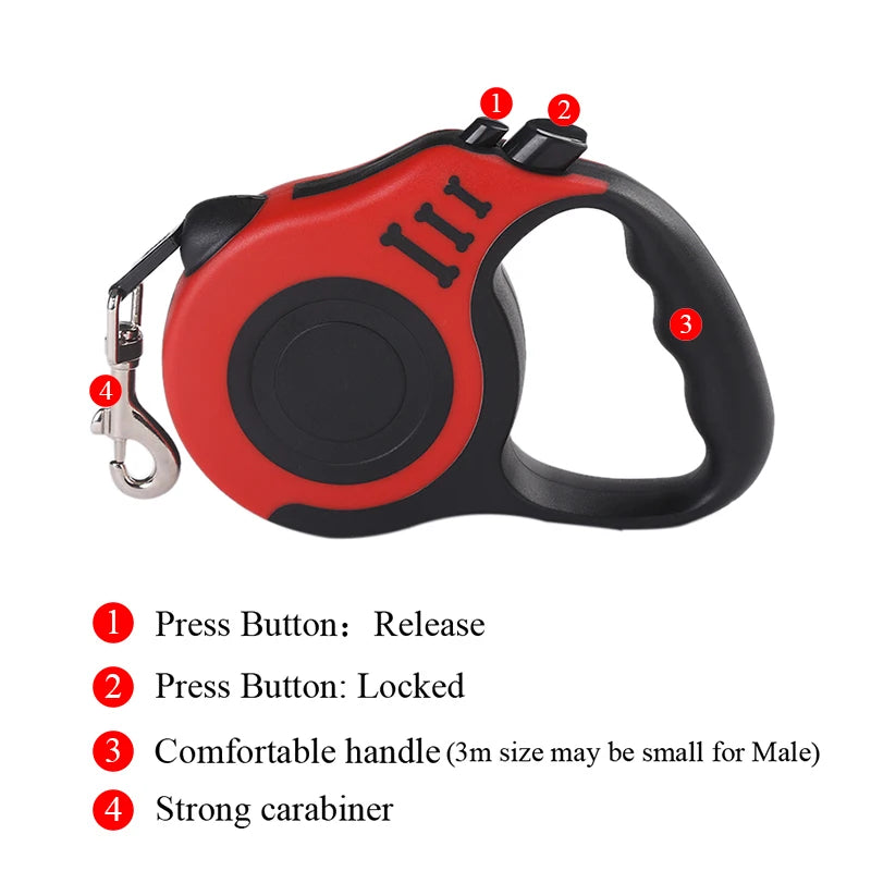 Retractable Dog Leash 3m/5m Adjustable Walking Lead