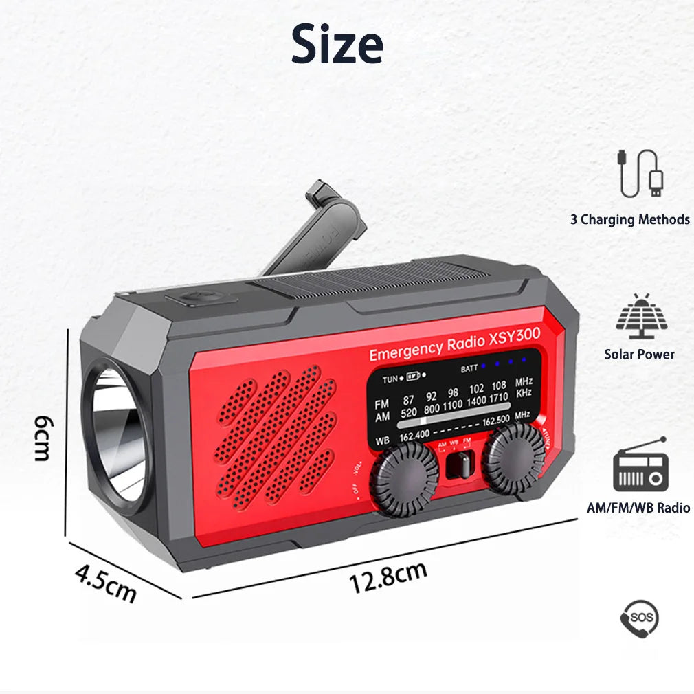 Solar & Hand Crank Emergency Radio with SOS Alarm