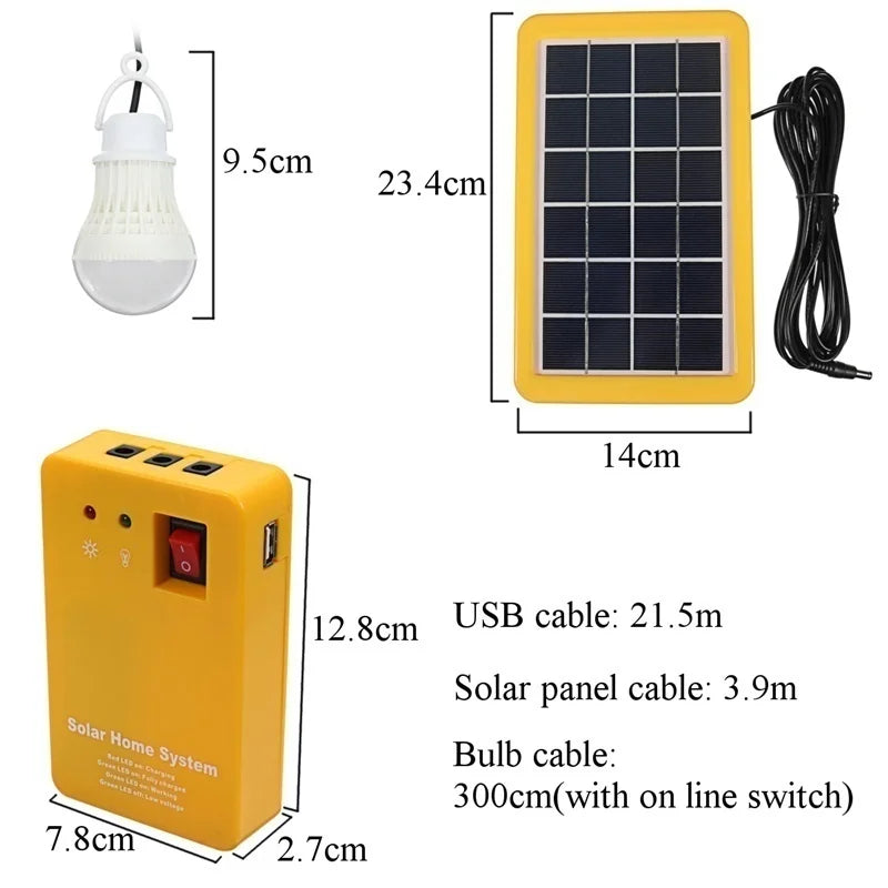 Solar Lighting Kit with 3 LED Bulbs