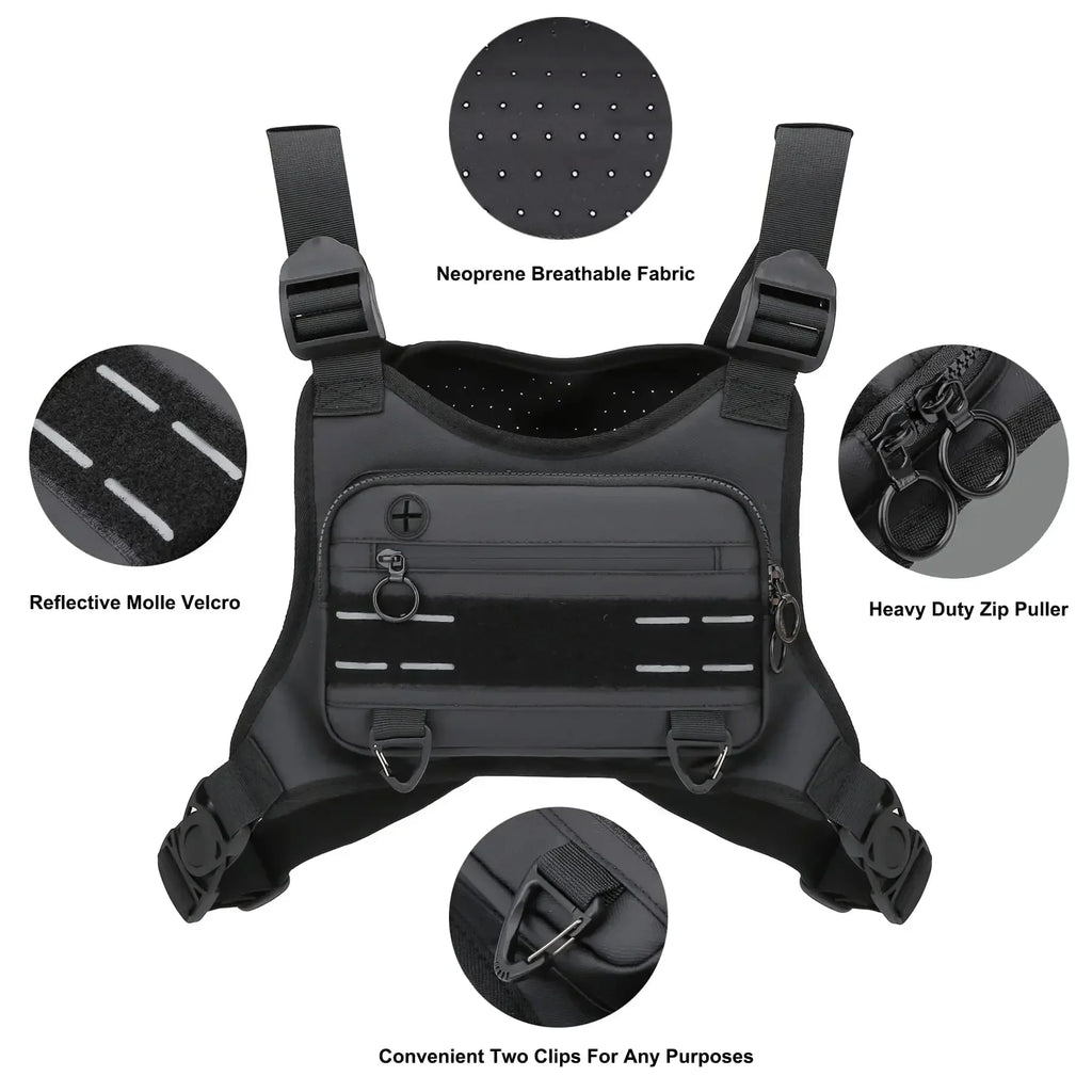 Water-Resistant Sports Chest Bag with Phone Holder