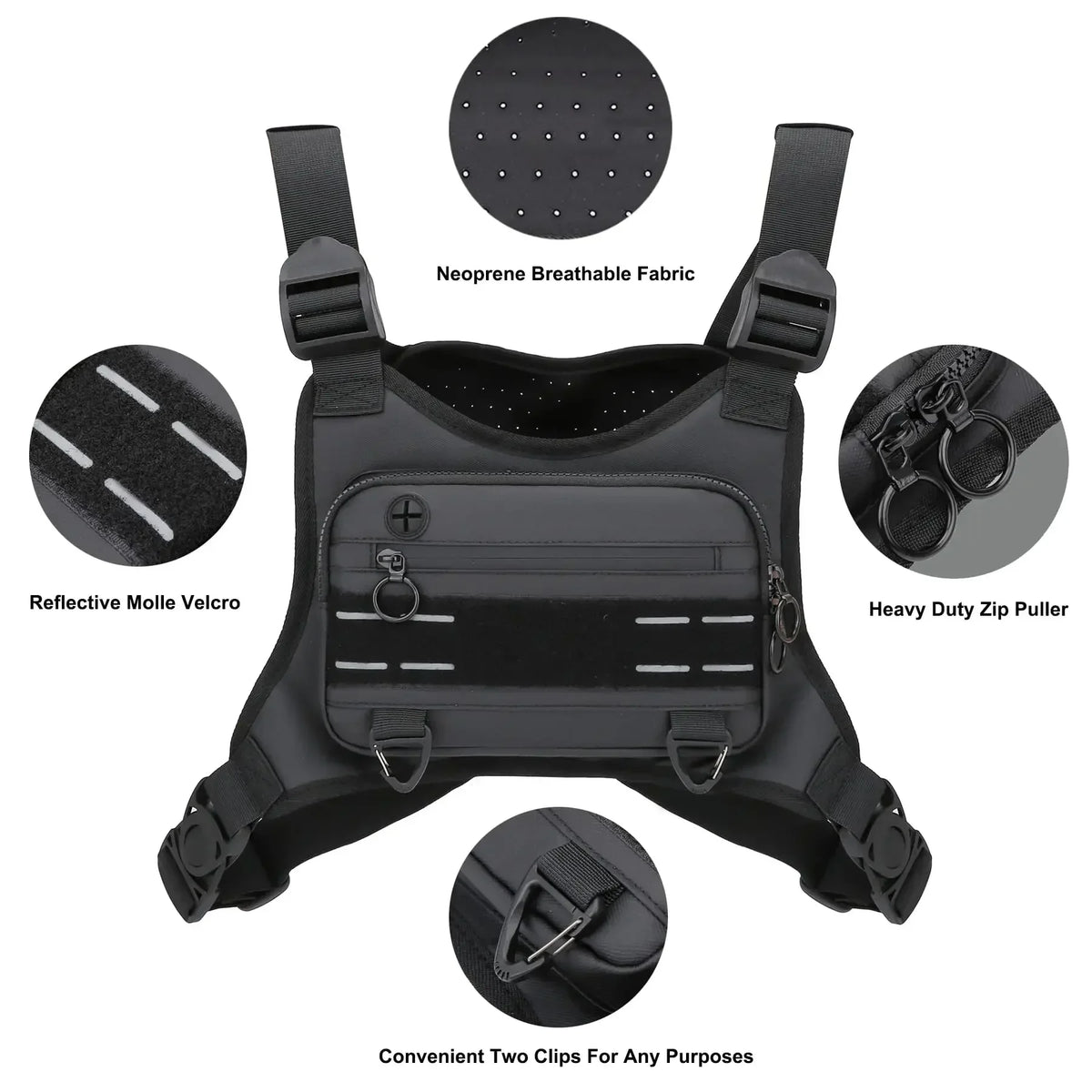 Water-Resistant Sports Chest Bag with Phone Holder