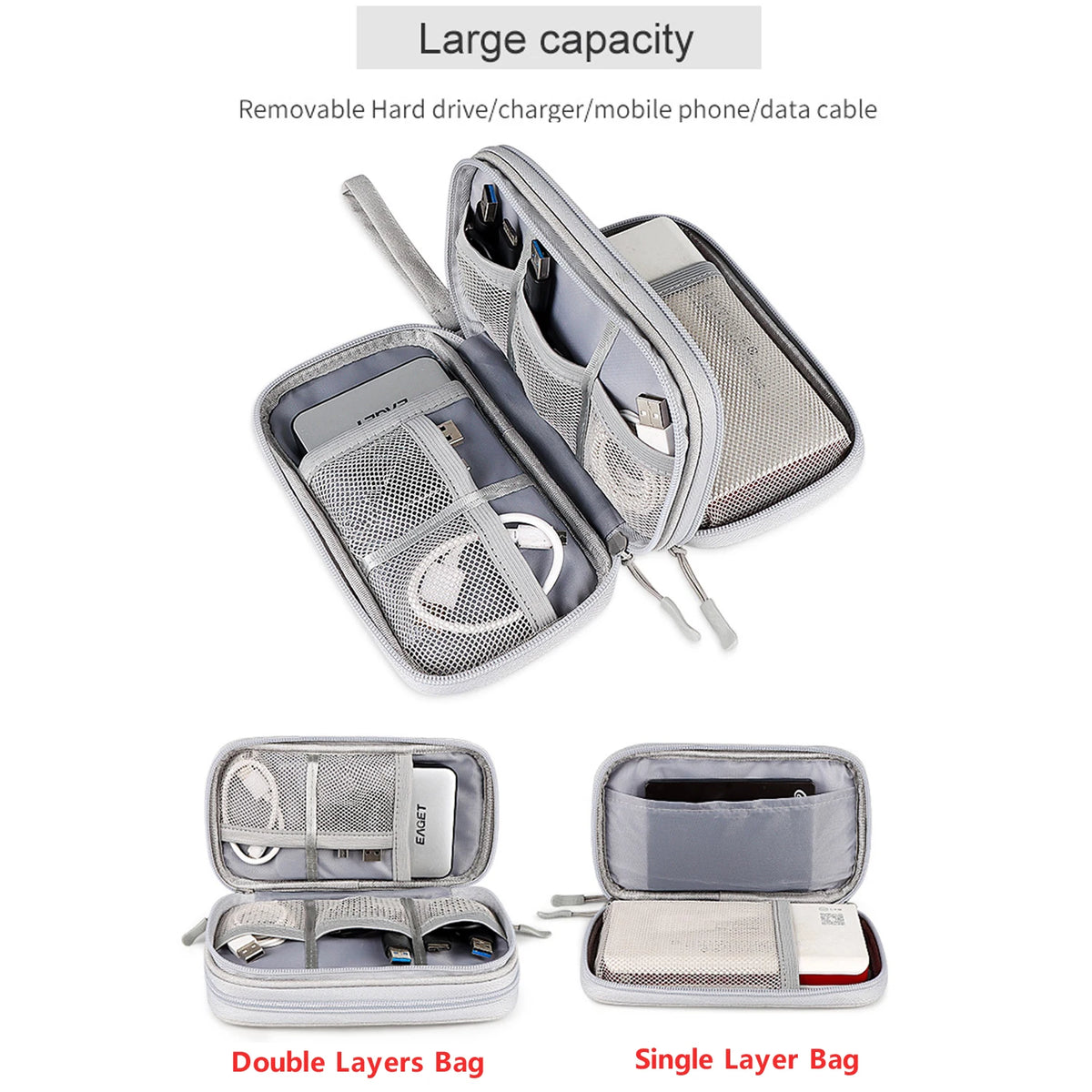 Waterproof Data Cable & Charger Storage Bag – Travel Organizer