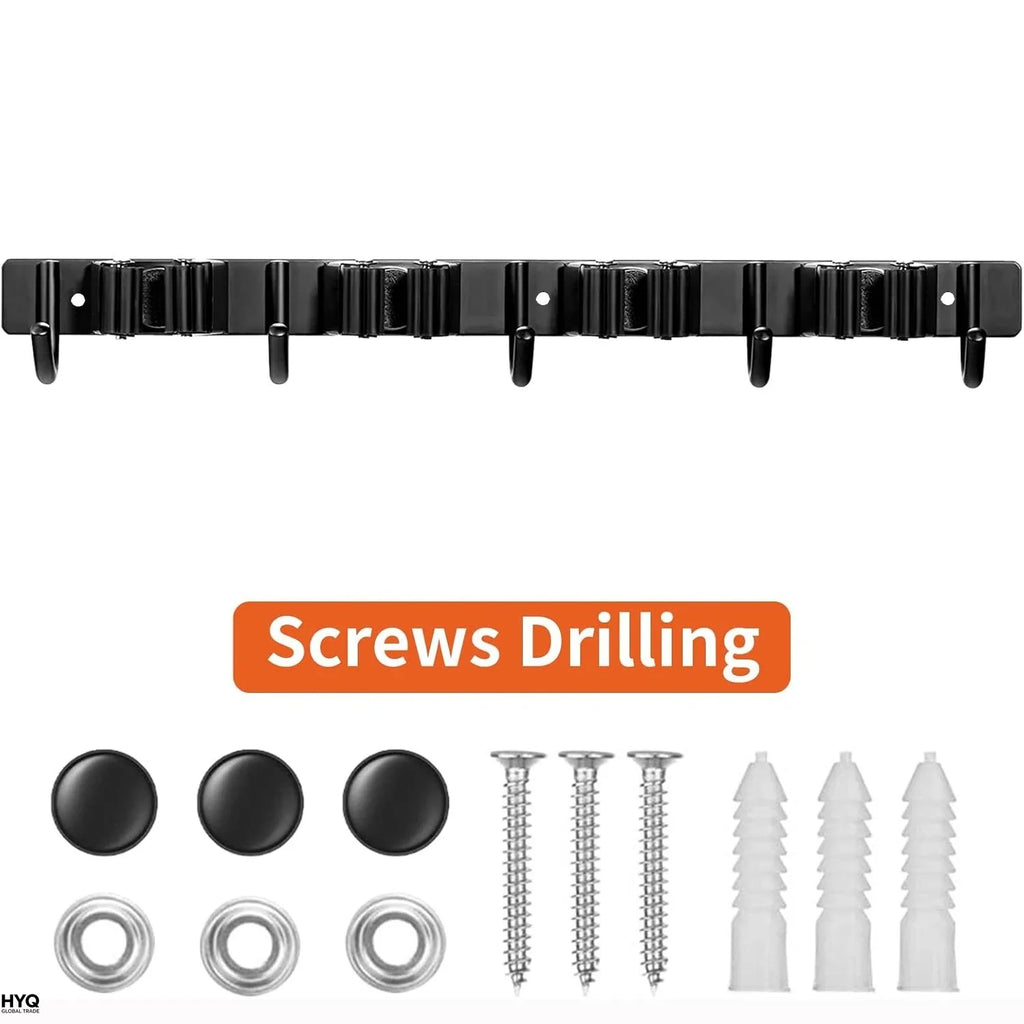 Heavy-Duty Wall-Mounted Tool Rack – 4 Slots & 5 Hooks