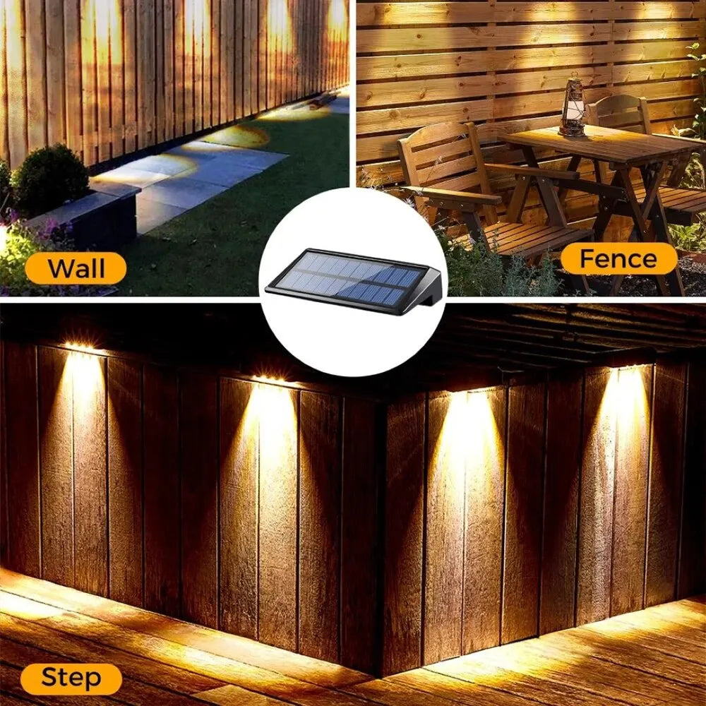 2 Pack Solar Wall Lights 4 LED Solar
