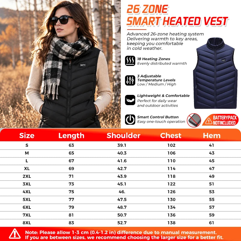 Men’s 26-Zone Heated Vest  Winter Thermal Waistcoat