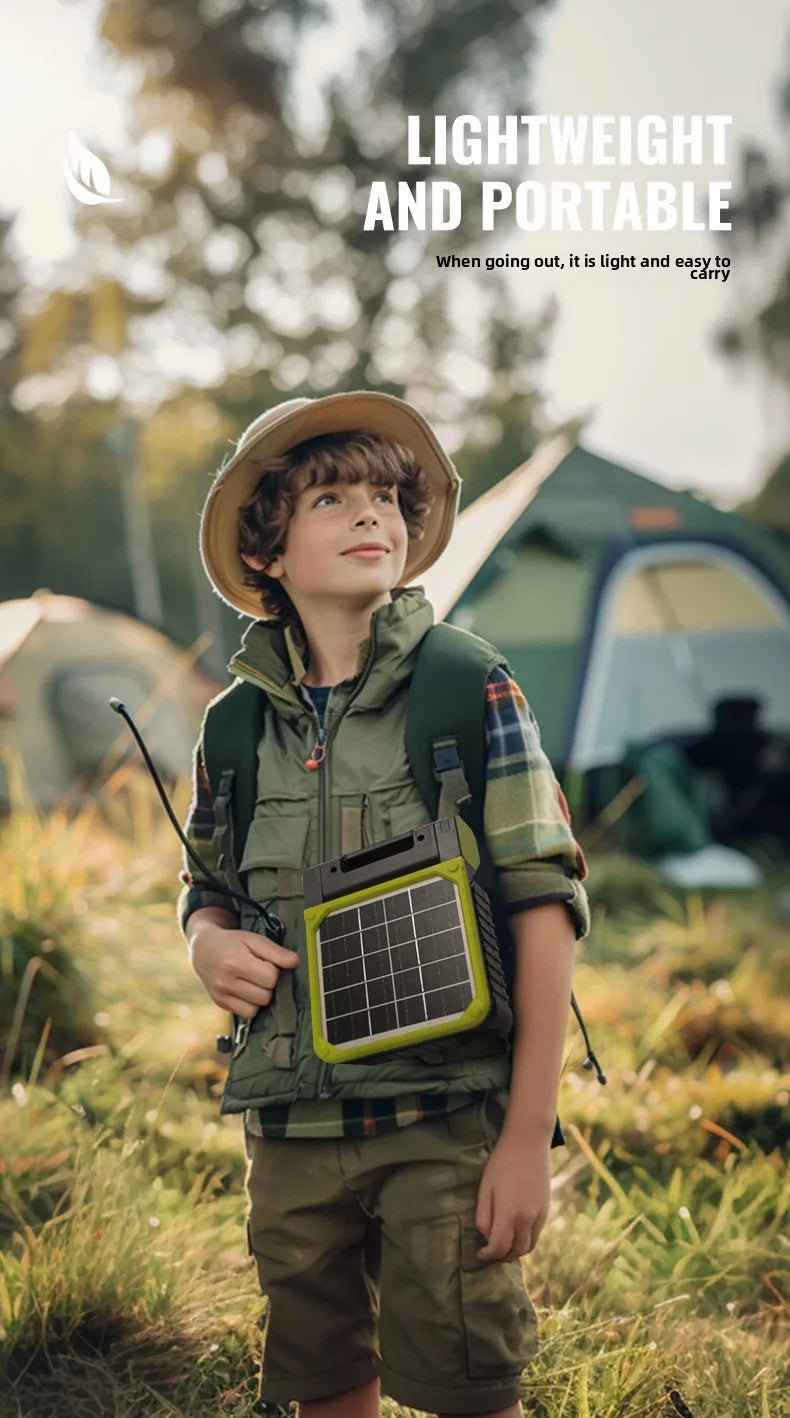 Portable Solar Camping Fan with LED Light