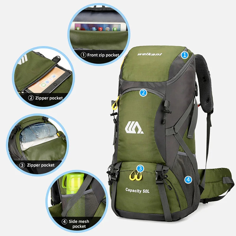 50L Large Travel & Hiking Backpack