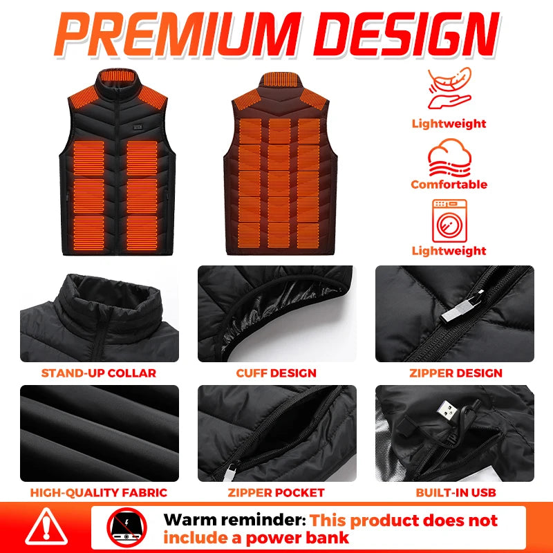 Men’s 26-Zone Heated Vest  Winter Thermal Waistcoat