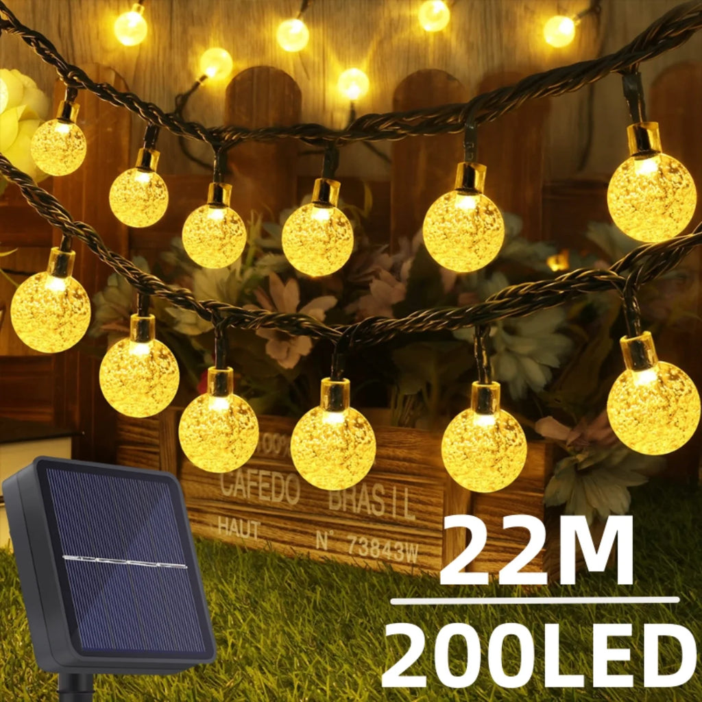 Solar String Lights Outdoor 200 Led Crystal Globe