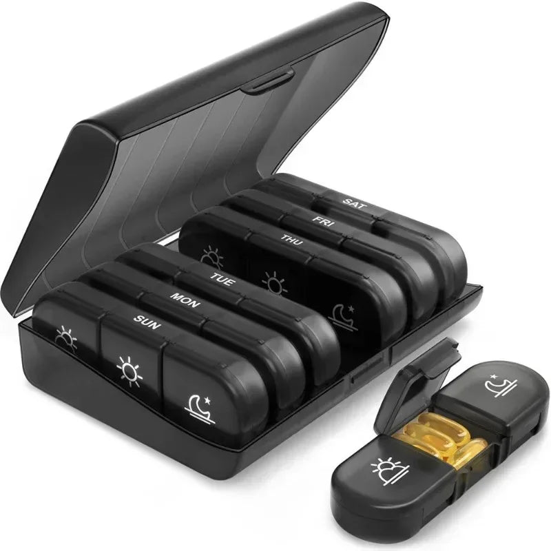 7-Day Weekly Pill Organizer – 21 Compartments