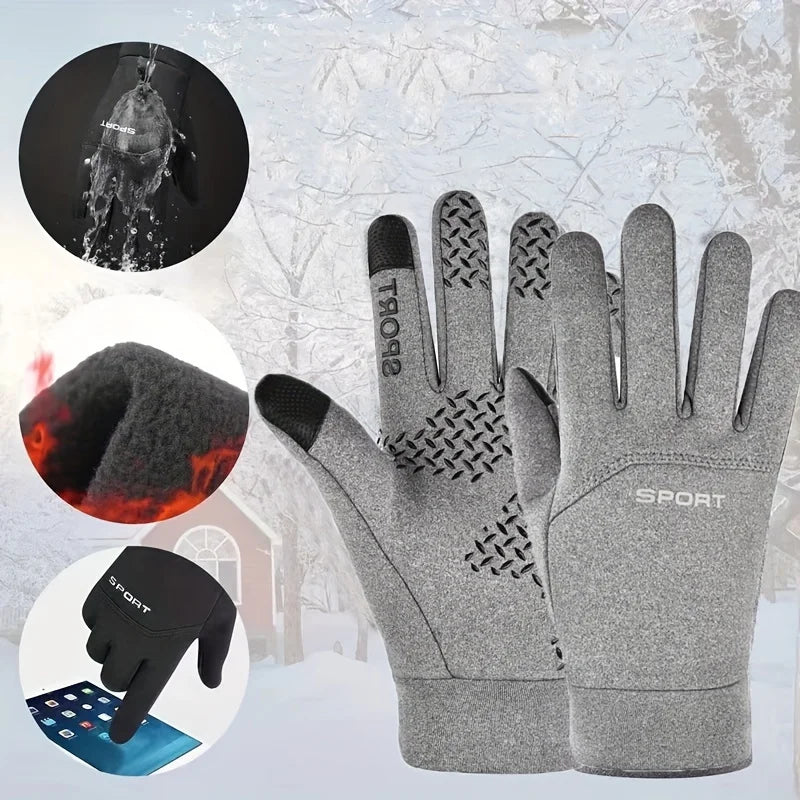 Men Winter Waterproof  Gloves Non-Slip Warm Full Fingers