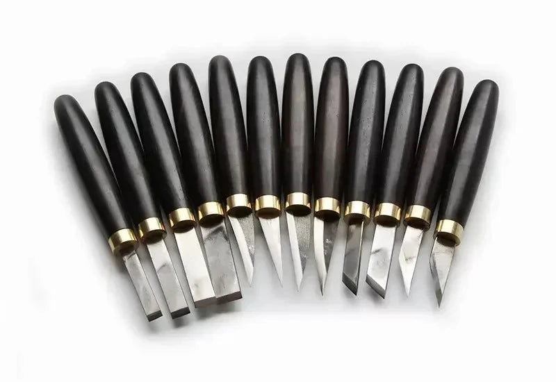 12-Piece Wood Carving Knife Set – Wooden Handle Tools