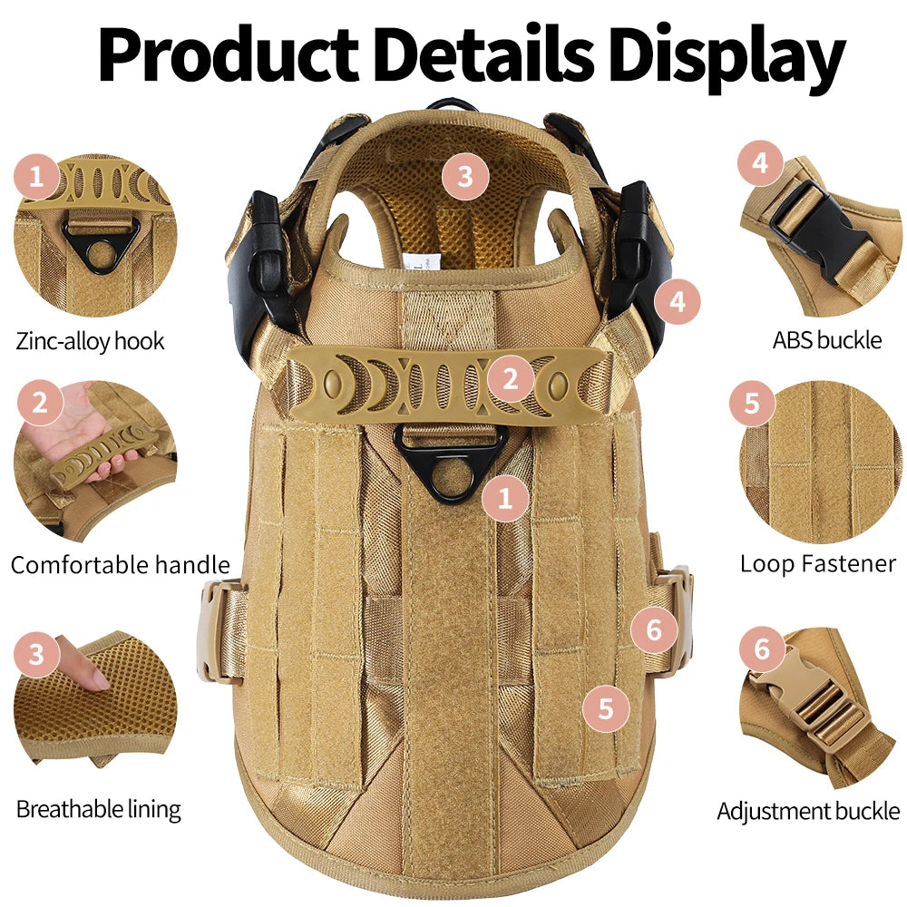 Reflective No-Pull Dog Tactical Harness Vest