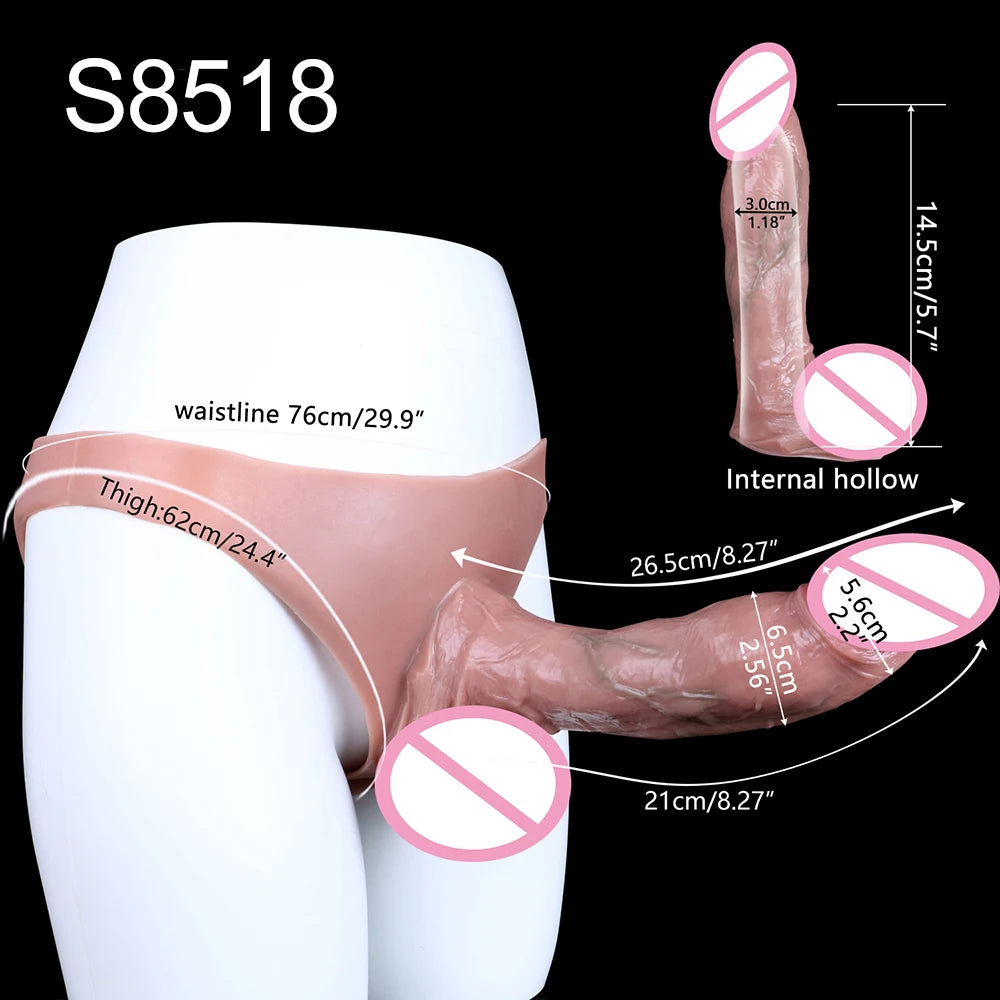 Realistic Silicone Hollow Dildo Pants