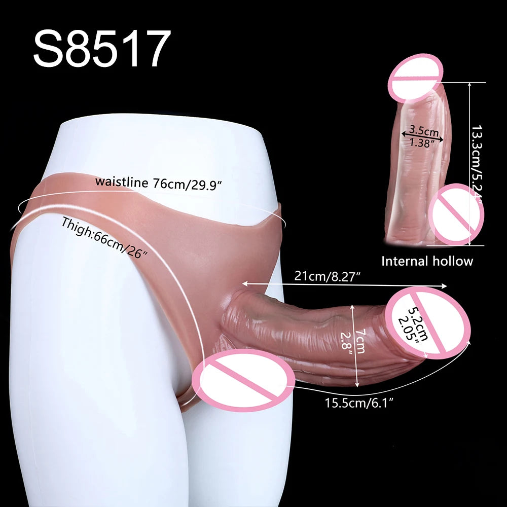 Realistic Silicone Hollow Dildo Pants