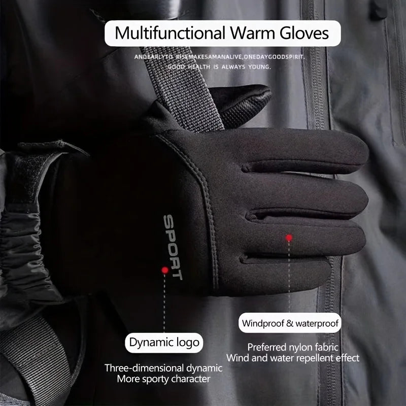 Men Winter Waterproof  Gloves Non-Slip Warm Full Fingers