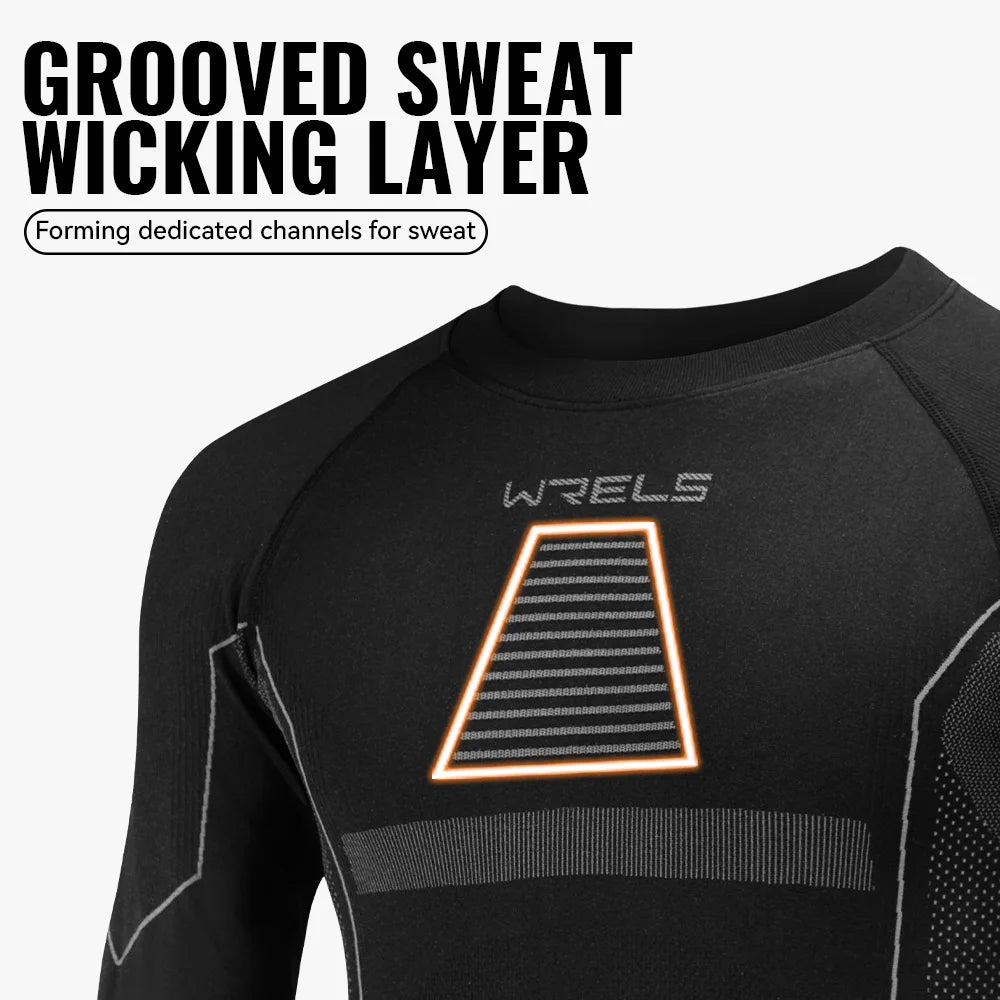 WRELS Men Women Thermal Underwear Set Solid Color Simple Autumn And Winter Thermal Underwear Fitness Hiking Travel Base Layer