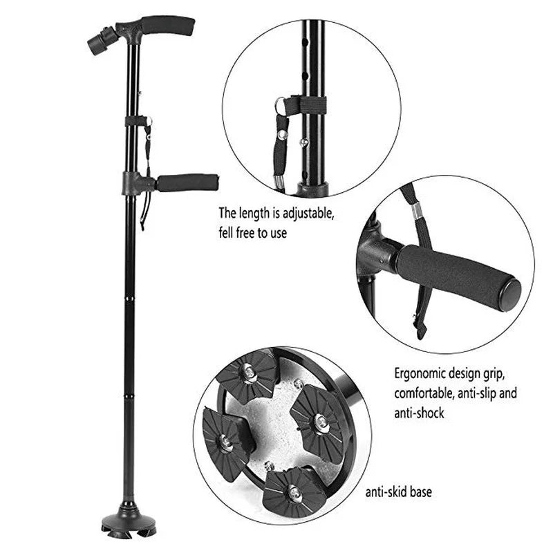 Folding Adjustable Walking Stick with Flashlight