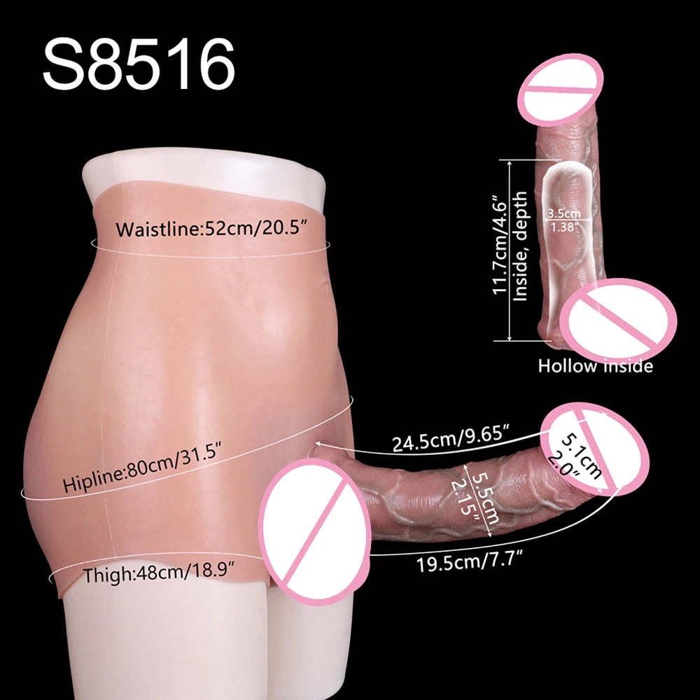 Realistic Silicone Hollow Dildo Pants