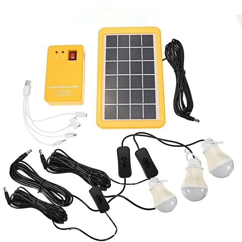 Solar Lighting Kit with 3 LED Bulbs