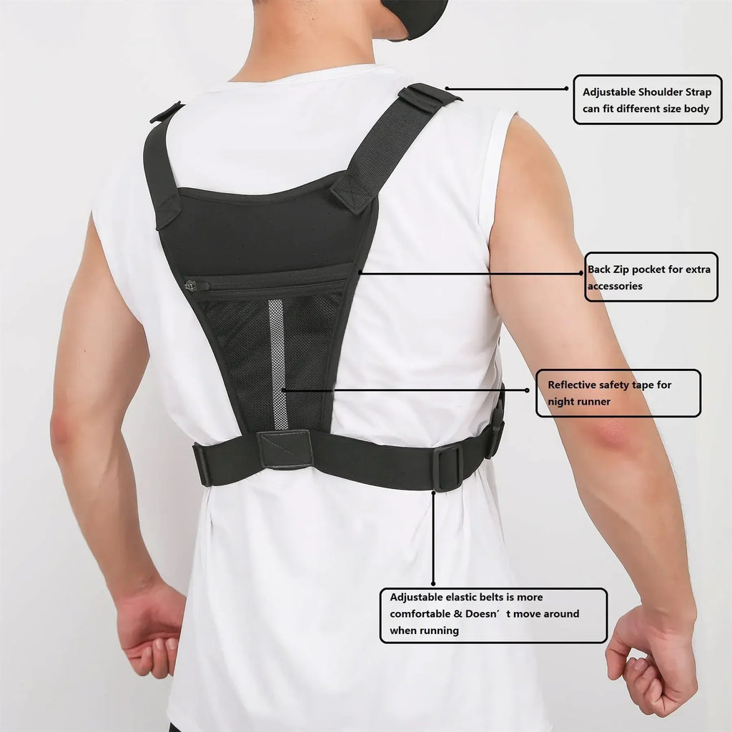 Water-Resistant Sports Chest Bag with Phone Holder