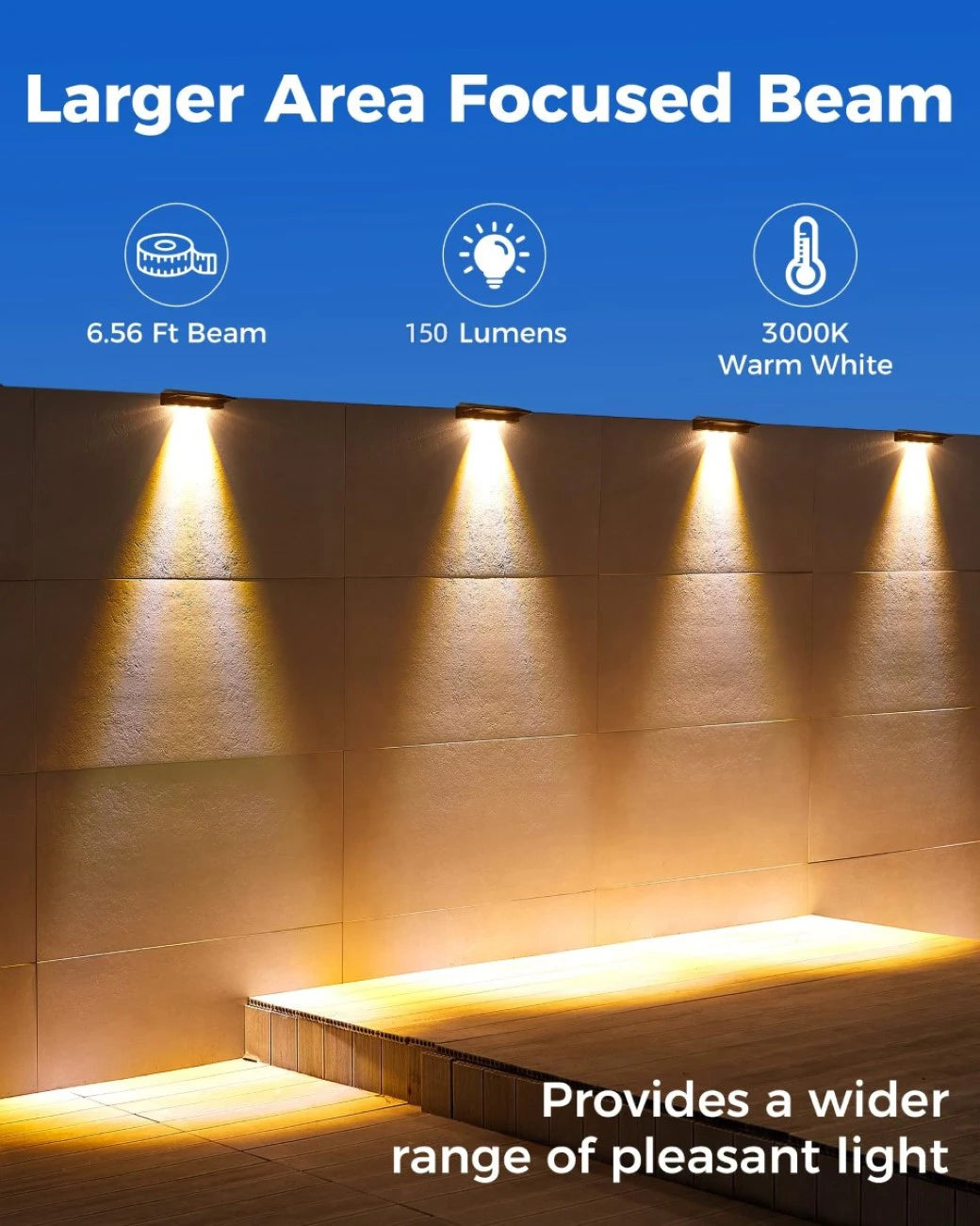2 Pack Solar Wall Lights 4 LED Solar