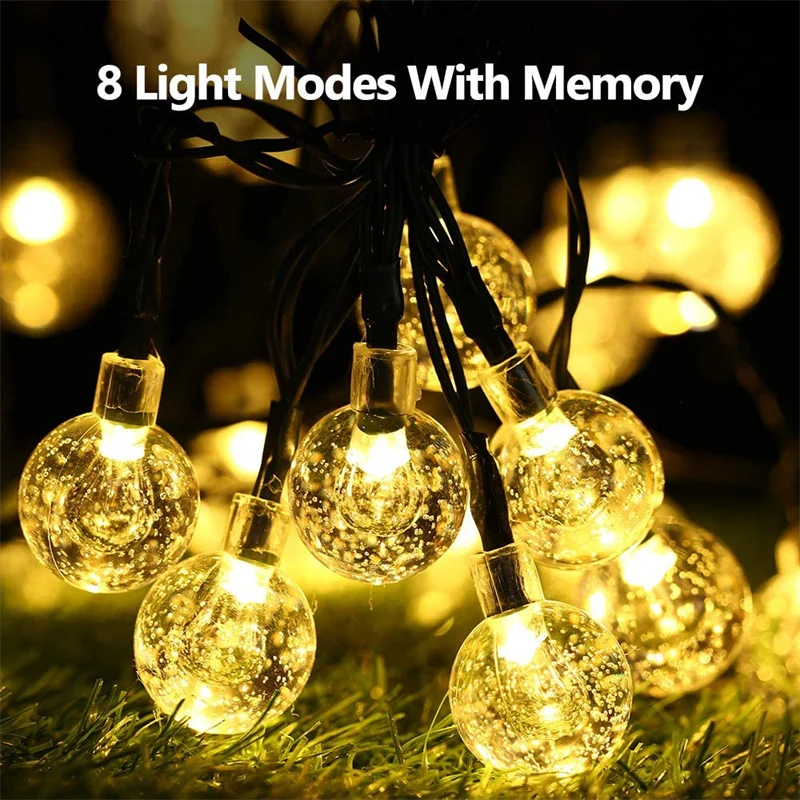 Solar String Lights Outdoor 200 Led Crystal Globe