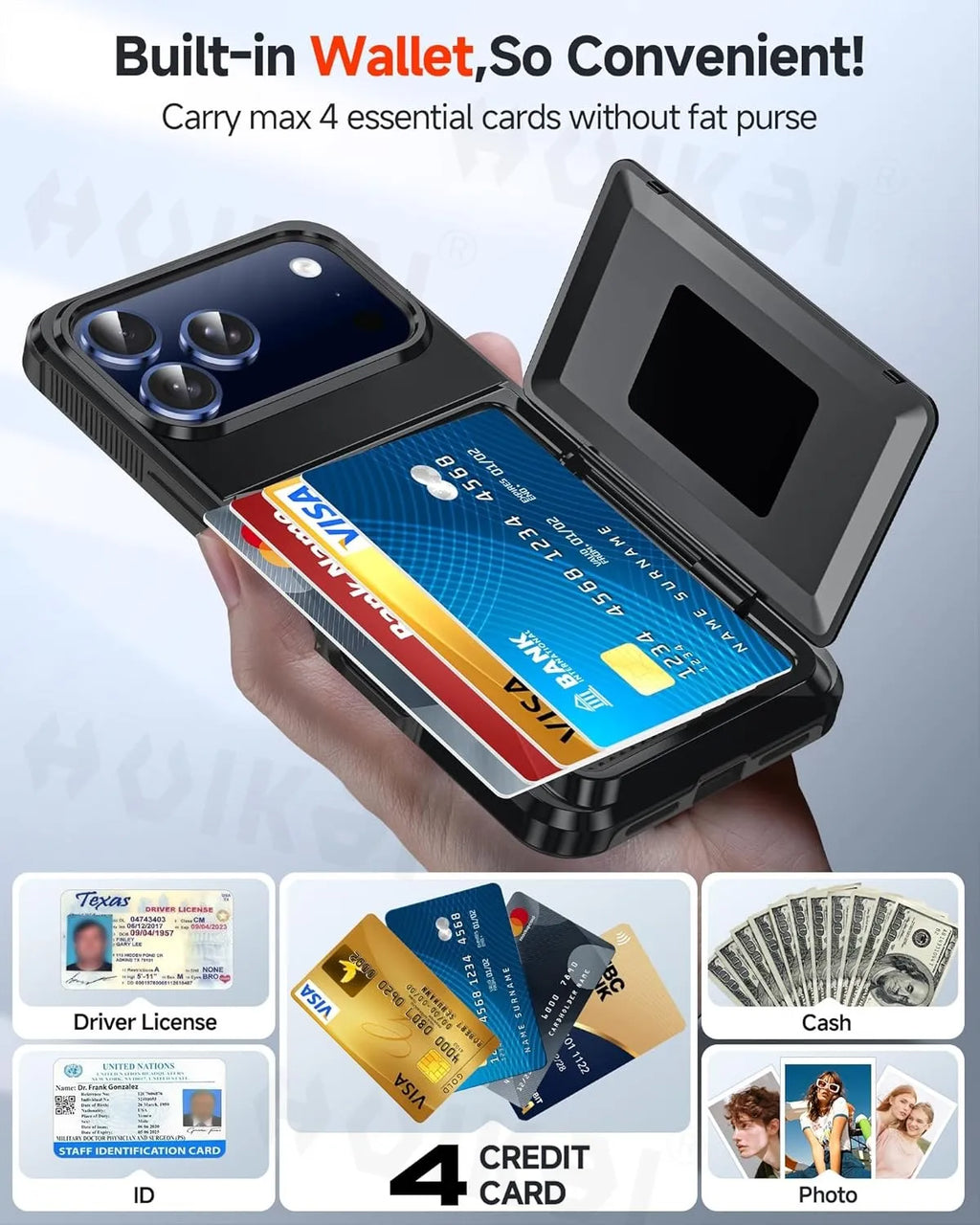iPhone Wallet Case – Card Holder & Shockproof Protective Cover