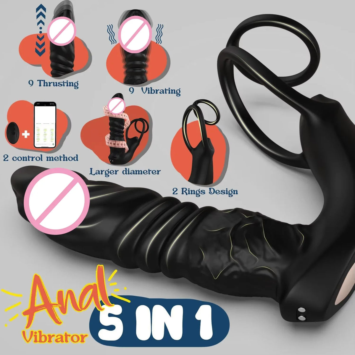 Prostate Massage Vibrating Dildo with Cock Ring