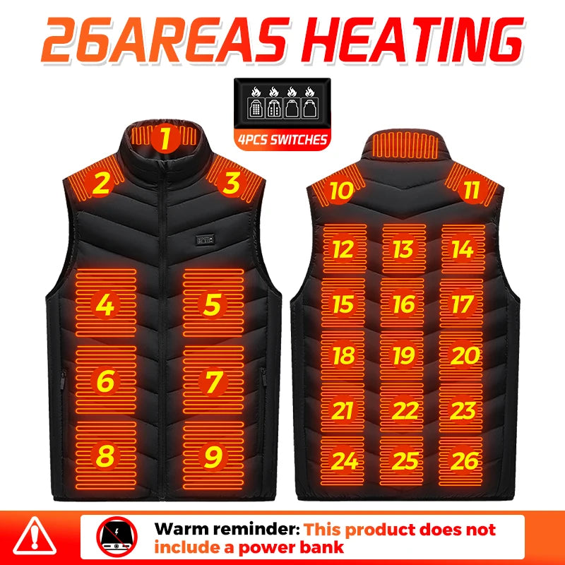 Men’s 26-Zone Heated Vest  Winter Thermal Waistcoat