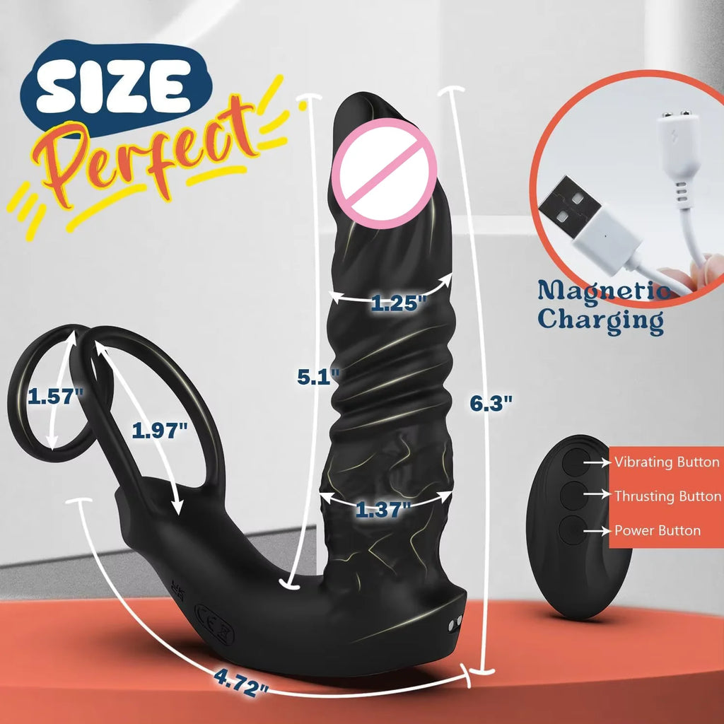 Prostate Massage Vibrating Dildo with Cock Ring